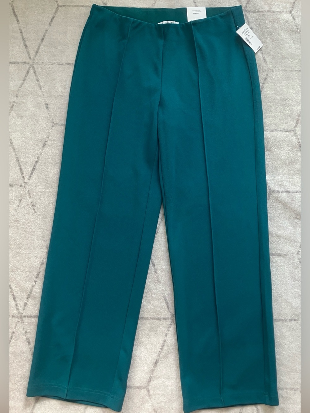 Cleo Trisha Scuba Crepe Wide Leg Pants Peacock Blue M Petite NWT